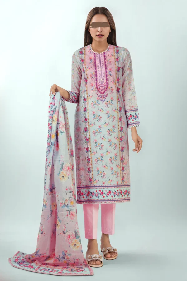 Saya Unstitched Printed Cambric 3 Piece -Pink